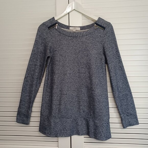 LOFT Top French Terry Pullover Shoulder Zipper Detail Womens Medium - Picture 8 of 8